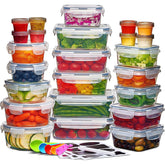 24X Clear Plastic Food Containers With Lids Microwave Freezer Safe Storage Boxes