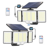 2 Pack Solar Lights Outdoor 348 LED Motion Sensor Lights With Remote Control 3 Head Waterproof
