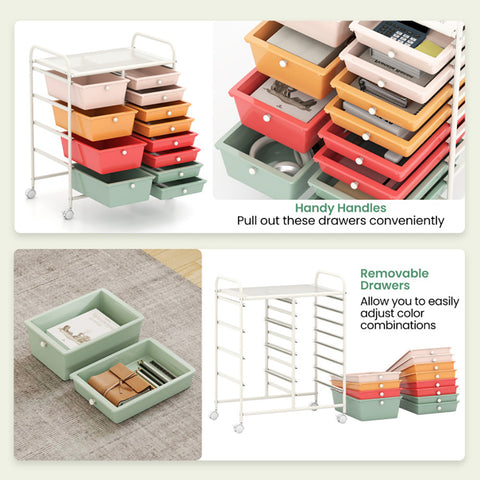 Utility 12 Drawer Organizer Cart with Wheels