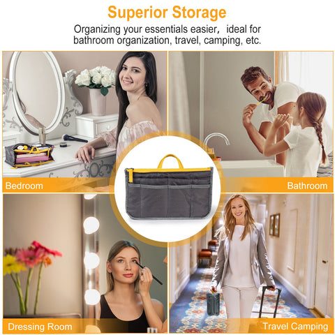 Handbag Organizer Insert with Zipper & Pockets