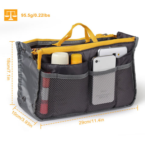 Handbag Organizer Insert with Zipper & Pockets