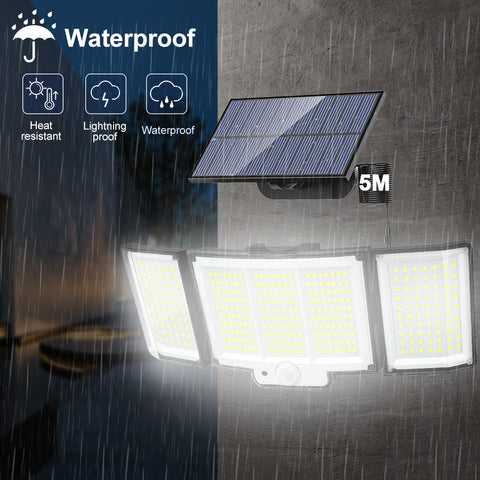 2 Pack Solar Lights Outdoor 348 LED Motion Sensor Lights With Remote Control  3 Head Waterproof