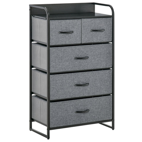 Fabric 5 Drawer Organizer Gray