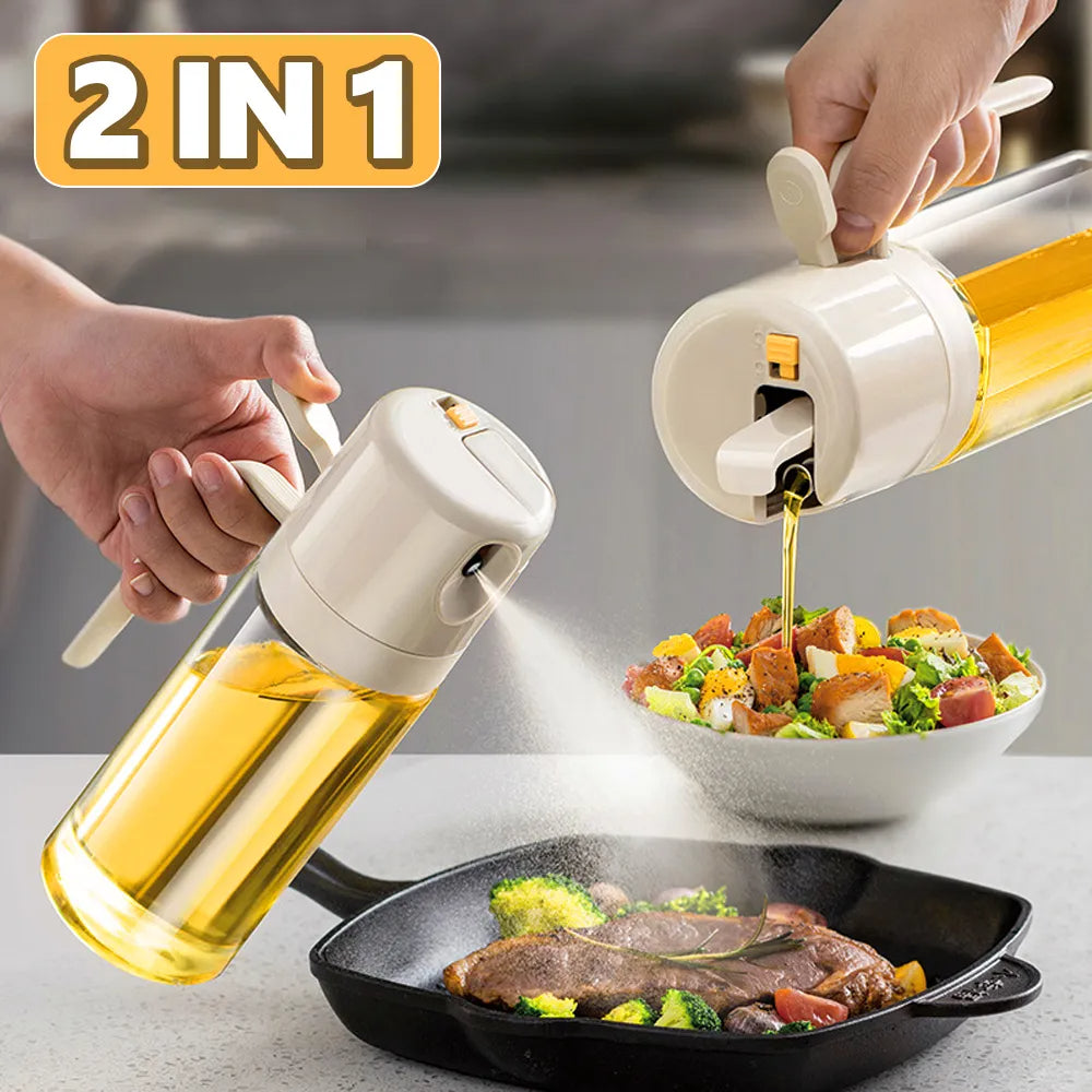 2 In 1 Oil Sprayer Bottle BBQ Cooking Oil Dispenser Olive Oil