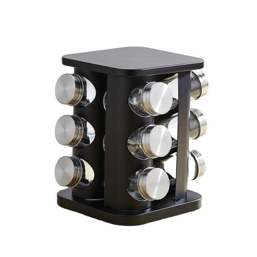 Spice Rack Kitchen Glass Seasoning Salt Pepper Sugar Jars