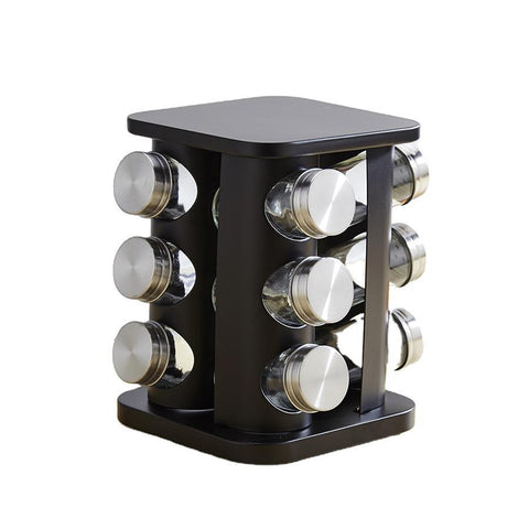 Spice Rack Kitchen Glass Seasoning Salt Pepper Sugar Jars