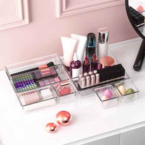 25PCS Clear Plastic Drawer Organizers Set