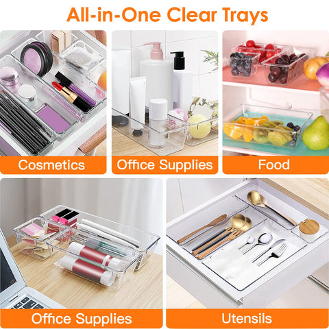 25PCS Clear Plastic Drawer Organizers Set