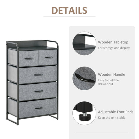 Fabric 5 Drawer Organizer Gray