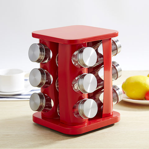 Spice Rack Kitchen Glass Seasoning Salt Pepper Sugar Jars