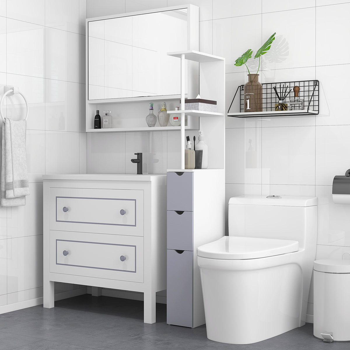 54" Tall Bathroom Storage Cabinet