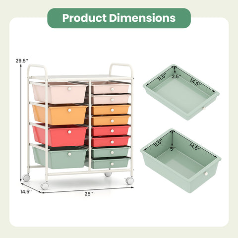 Utility 12 Drawer Organizer Cart with Wheels