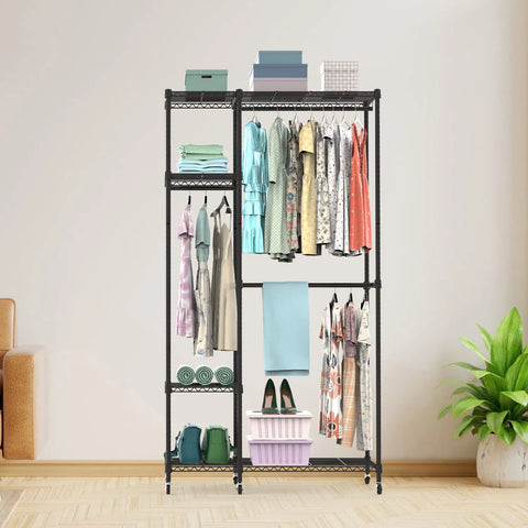 4 Tier Heavy Duty Garment Rack with Wheels
