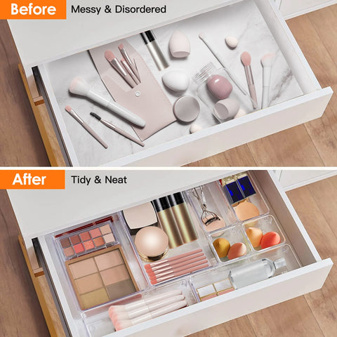 25PCS Clear Plastic Drawer Organizers Set