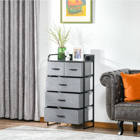 Fabric 5 Drawer Organizer Gray