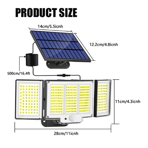2 Pack Solar Lights Outdoor 348 LED Motion Sensor Lights With Remote Control  3 Head Waterproof