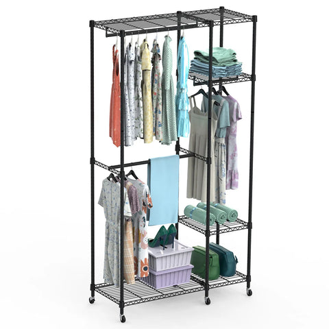 4 Tier Heavy Duty Garment Rack with Wheels