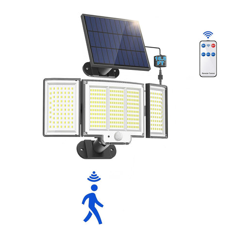 2 Pack Solar Lights Outdoor 348 LED Motion Sensor Lights With Remote Control  3 Head Waterproof