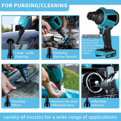 50000RPM Cordless Dust Blower Air Blower Inflatable Pumping With 2 Battery
