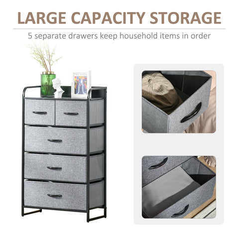 Fabric 5 Drawer Organizer Gray