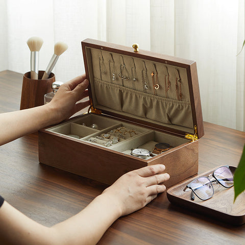 Black Walnut Jewelry Organizer  Multi-layer