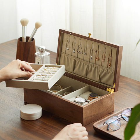 Black Walnut Jewelry Organizer  Multi-layer